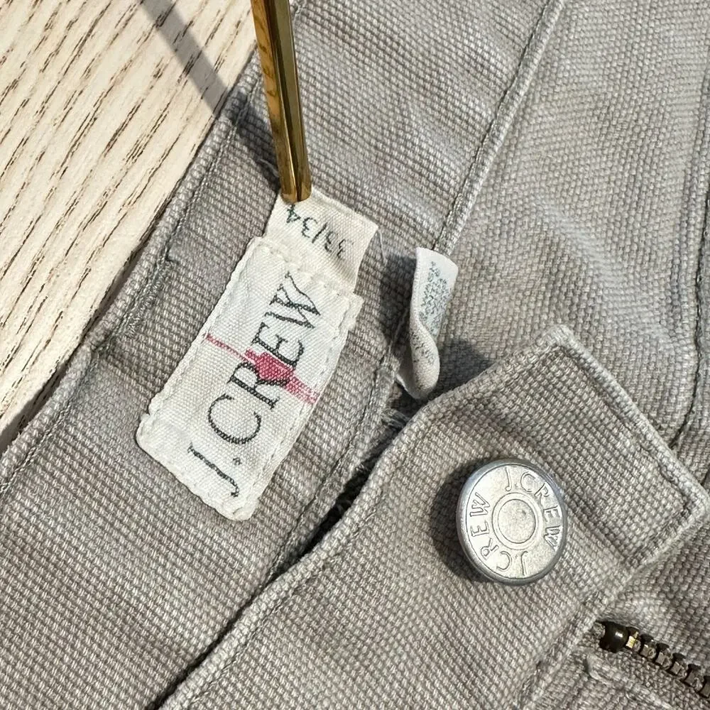 JCrew Oarsman Utility Wide Leg Pants Mens 33x34 Cotton Five Pocket Stone Taupe